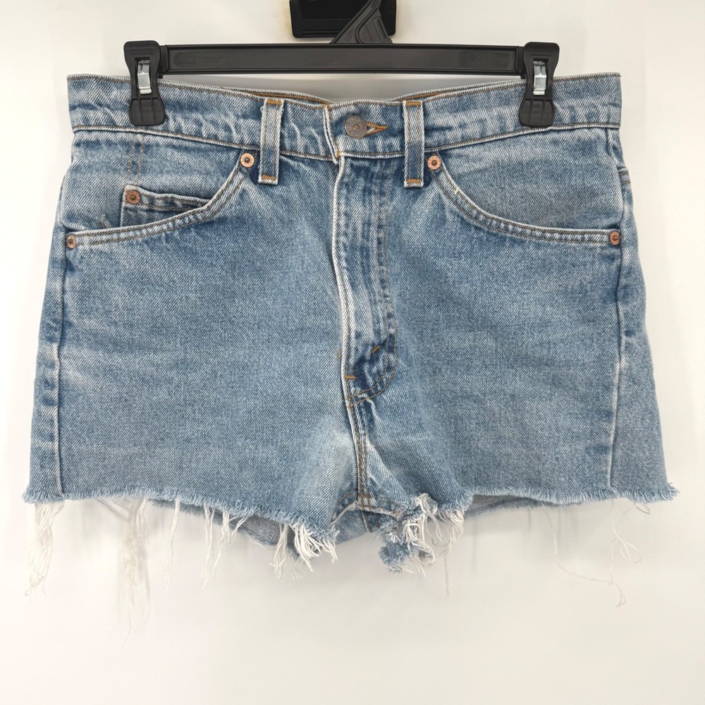 Levi's Denim Shorts Women 31 Blue 505 Orange Tab Vintage Cut Off High Rise‎ USA